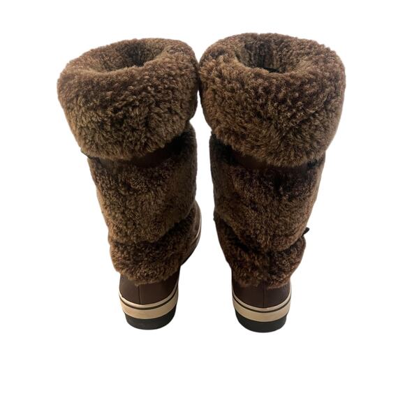 UGG Boots Womens Size 7 Brown Faux Fur Leather Buckle Winter Snow Shoes - Picture 6 of 13